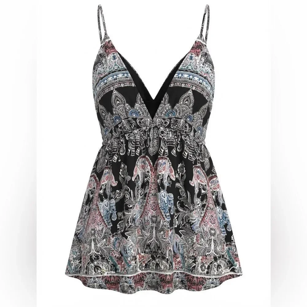 FREE PEOPLE WOMENS MINI MULTICOLORED TOP SIZE XS